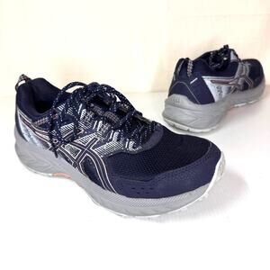 EUC ASICS Gel-Venture 9 Trail Running Women's 8.5 Navy Blue Sneakers Walking